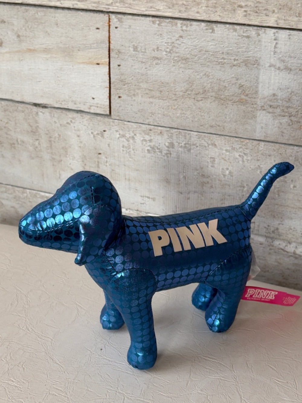 Victoria’s Secret Pink blue polka dot stuffed dog